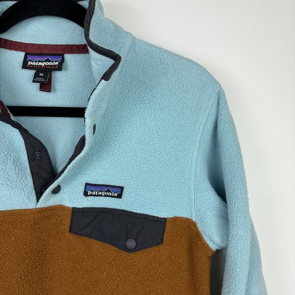 Patagonia Women's Lightweight Synchilla Fleece Snap-T Pullover XS Blue Brown - Picture 2 of 8